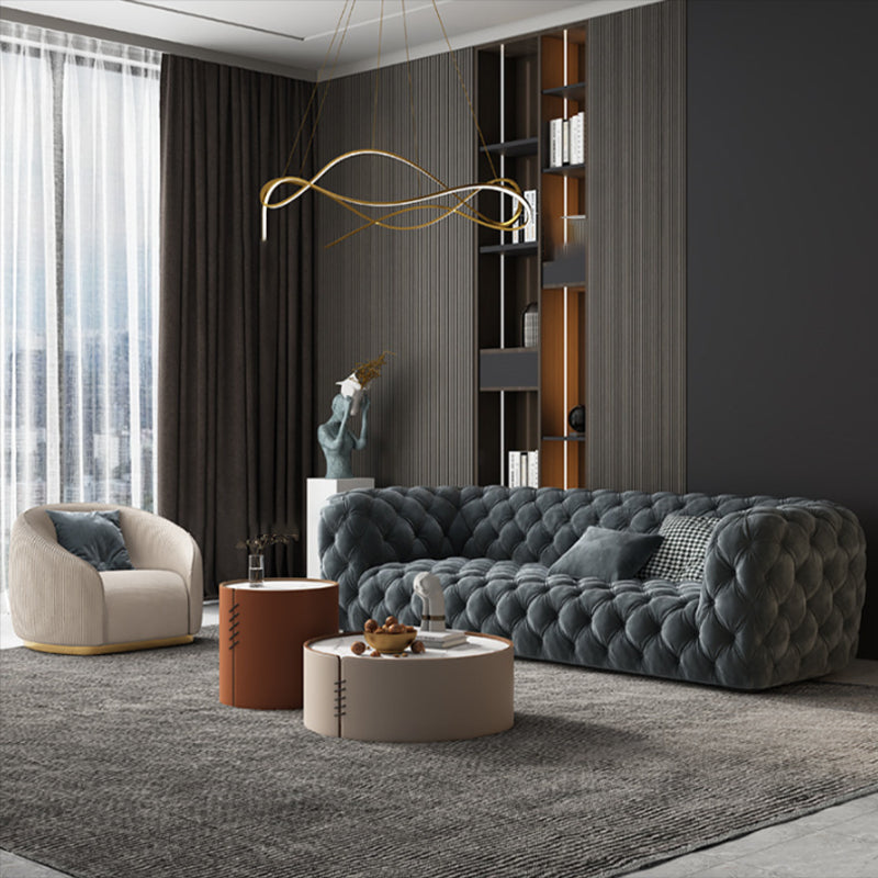 Sof de bras de smoking en cuir authentique 26,8 "H Setrée touflée en bleu