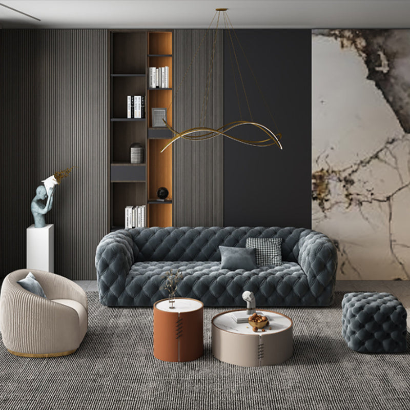 Sof de bras de smoking en cuir authentique 26,8 "H Setrée touflée en bleu