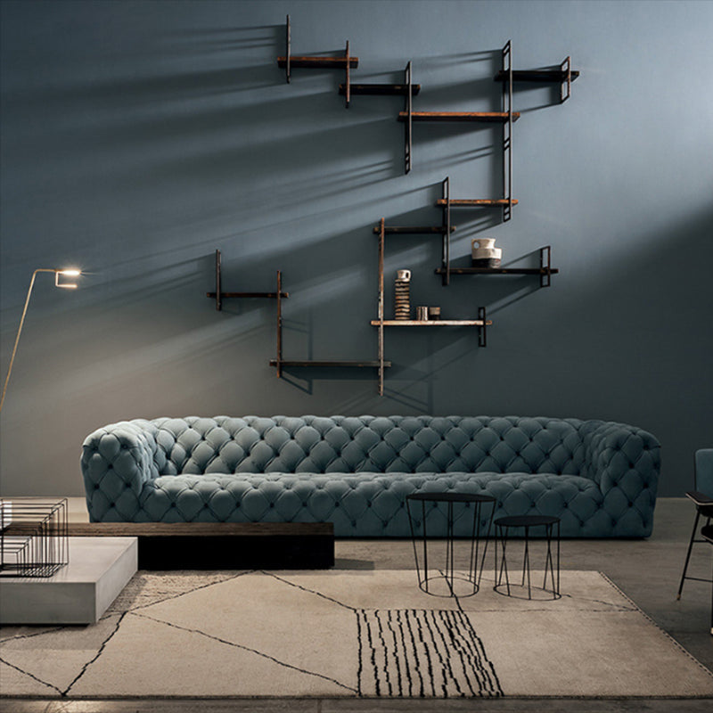 Sof de bras de smoking en cuir authentique 26,8 "H Setrée touflée en bleu