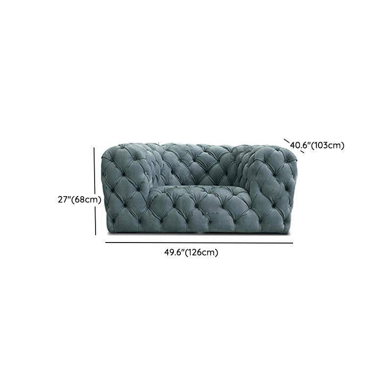 Sof de bras de smoking en cuir authentique 26,8 "H Setrée touflée en bleu