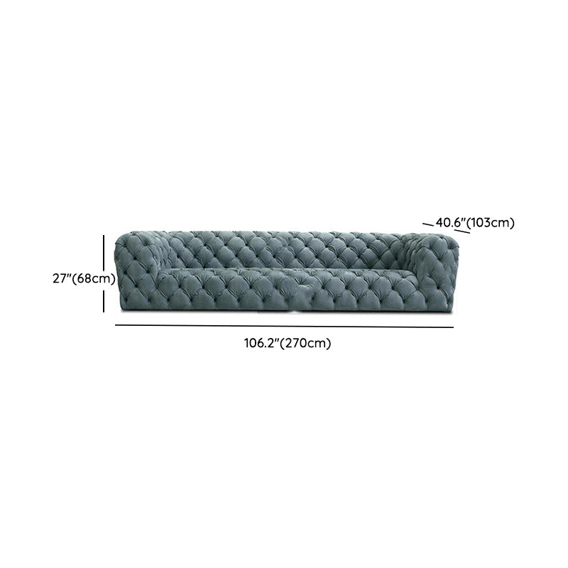 Sof de bras de smoking en cuir authentique 26,8 "H Setrée touflée en bleu