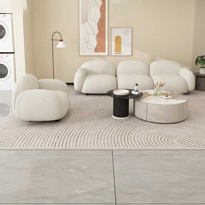 Square Arm Wool Sofa Scandinavian 1/2/3-Seater Sofa in White