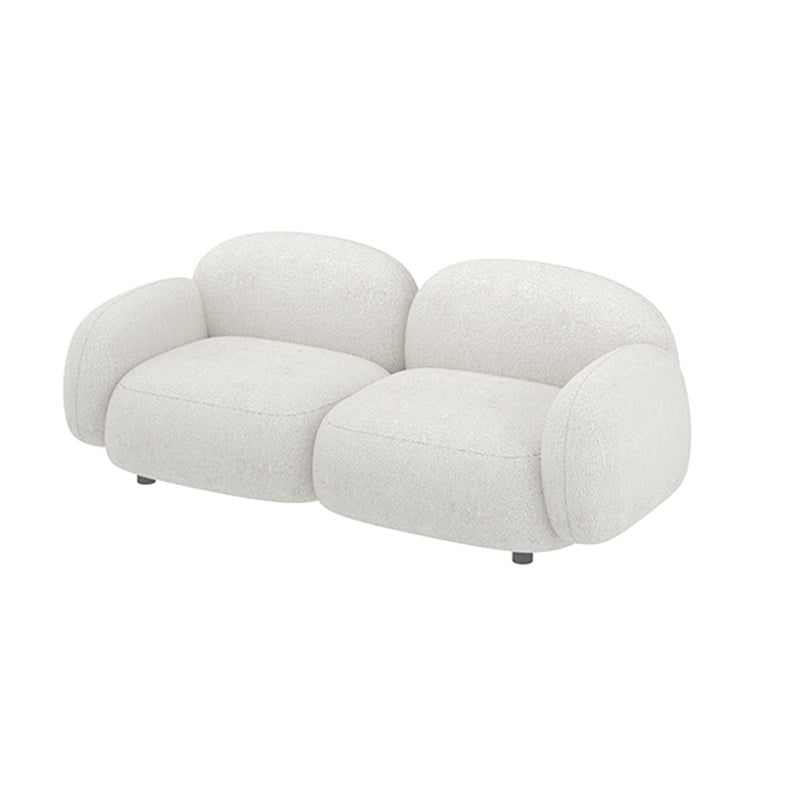 Square Arm Wool Sofa Scandinavian 1/2/3-Seater Sofa in White