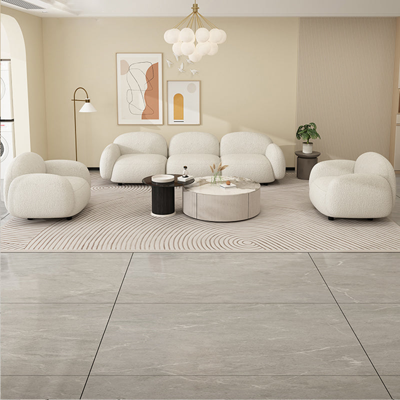 Square Arm Wool Sofa Scandinavian 1/2/3-Seater Sofa in White