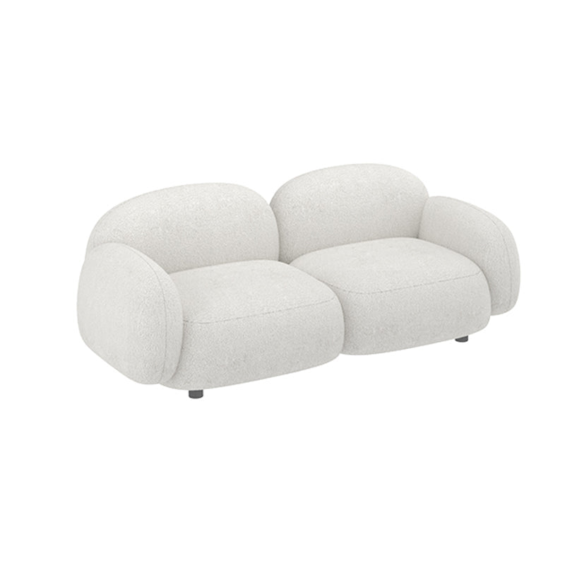 Square Arm Wool Sofa Scandinavian 1/2/3-Seater Sofa in White