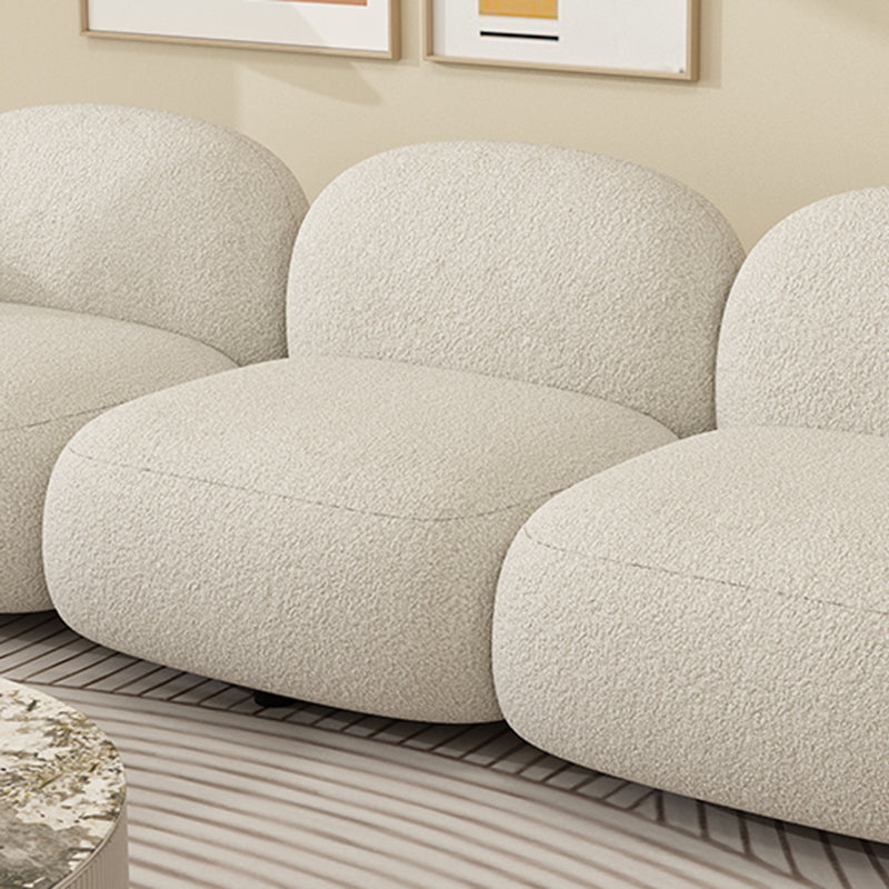 Square Arm Wool Sofa Scandinavian 1/2/3-Seater Sofa in White
