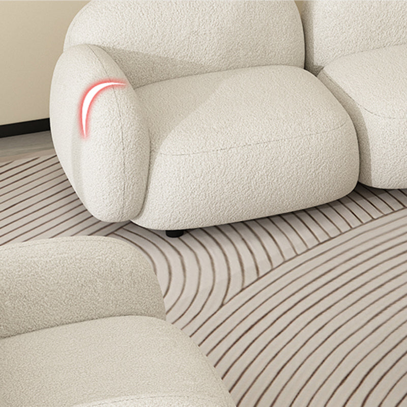 Square Arm Wool Sofa Scandinavian 1/2/3-Seater Sofa in White