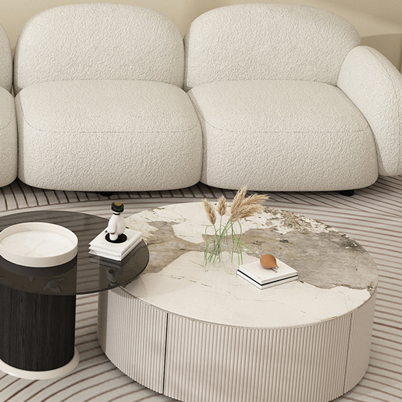 Square Arm Wool Sofa Scandinavian 1/2/3-Seater Sofa in White