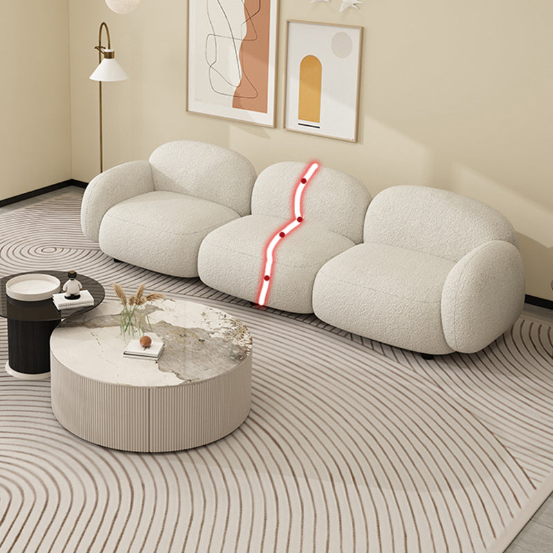 Square Arm Wool Sofa Scandinavian 1/2/3-Seater Sofa in White