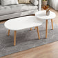 Modern Wooden Coffee Table Oval Bunching Coffee Table Set for Living Room 24"L x 16"W x 12"H + 16"L x 16"W x 15"H White Shelves Not Included Clearhalo 'Coffee & Accent Tables' 'Coffee Tables' 'coffee_tables' 'furn' 'furn_coffee_tables' 'Furniture' 'Living Room Furniture' 7414790