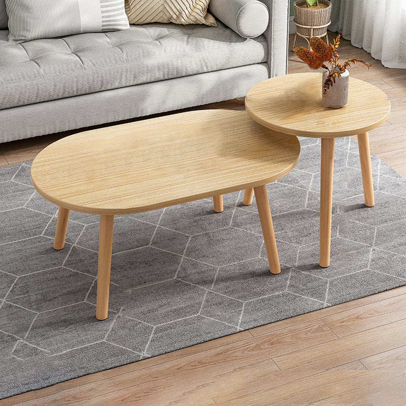 Modern Wooden Coffee Table Oval Bunching Coffee Table Set for Living Room 24"L x 16"W x 12"H + 16"L x 16"W x 15"H Oak Shelves Not Included Clearhalo 'Coffee & Accent Tables' 'Coffee Tables' 'coffee_tables' 'furn' 'furn_coffee_tables' 'Furniture' 'Living Room Furniture' 7414792