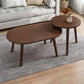 Modern Wooden Coffee Table Oval Bunching Coffee Table Set for Living Room 24"L x 16"W x 12"H + 16"L x 16"W x 15"H Walnut Shelves Not Included Clearhalo 'Coffee & Accent Tables' 'Coffee Tables' 'coffee_tables' 'furn' 'furn_coffee_tables' 'Furniture' 'Living Room Furniture' 7414794