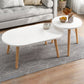 Modern Wooden Coffee Table Oval Bunching Coffee Table Set for Living Room 31"L x 18"W x 12"H + 16"L x 16"W x 15"H White Shelves Not Included Clearhalo 'Coffee & Accent Tables' 'Coffee Tables' 'coffee_tables' 'furn' 'furn_coffee_tables' 'Furniture' 'Living Room Furniture' 7414795