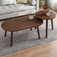 Modern Wooden Coffee Table Oval Bunching Coffee Table Set for Living Room 31"L x 18"W x 12"H + 16"L x 16"W x 15"H Walnut Shelves Not Included Clearhalo 'Coffee & Accent Tables' 'Coffee Tables' 'coffee_tables' 'furn' 'furn_coffee_tables' 'Furniture' 'Living Room Furniture' 7414799