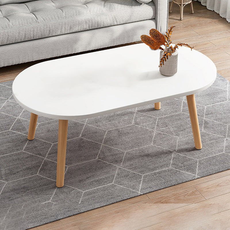 Modern Wooden Coffee Table Oval Bunching Coffee Table Set for Living Room 31"L x 18"W x 12"H White Shelves Not Included Clearhalo 'Coffee & Accent Tables' 'Coffee Tables' 'coffee_tables' 'furn' 'furn_coffee_tables' 'Furniture' 'Living Room Furniture' 7414816