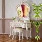 4 Drawers Makeup Table White Make up Table Stool Set Victorian Wood Vanity