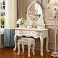 4 Drawers Makeup Table White Make up Table Stool Set Victorian Wood Vanity