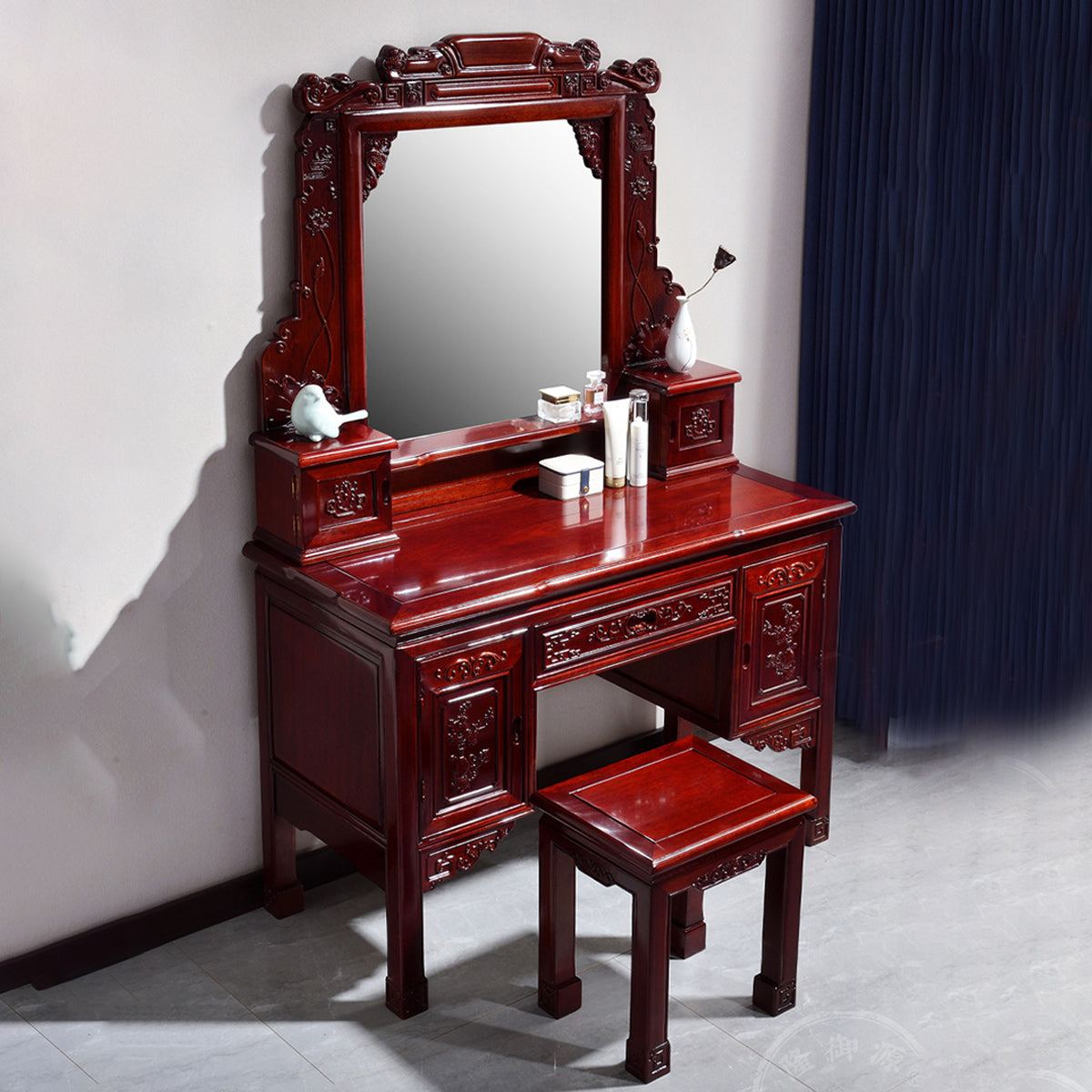 Traditions Red Oak Vanity Set Solid Wood Vanity with Drawers and Mirror