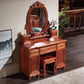 Solid Wood Red and Brown Makeup Table Vanity with Drawer and Mirror