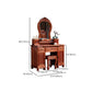 Solid Wood Red and Brown Makeup Table Vanity with Drawer and Mirror
