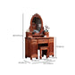 Solid Wood Red and Brown Makeup Table Vanity with Drawer and Mirror