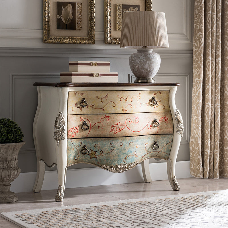 3 - Drawer Accent Cabinet Industrial Solid Wood Cabinet, Distressed Wood