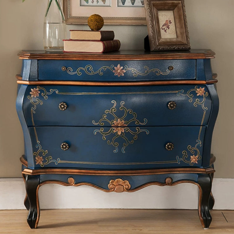 3 - Drawer Accent Cabinet Industrial Solid Wood Cabinet, Distressed Wood