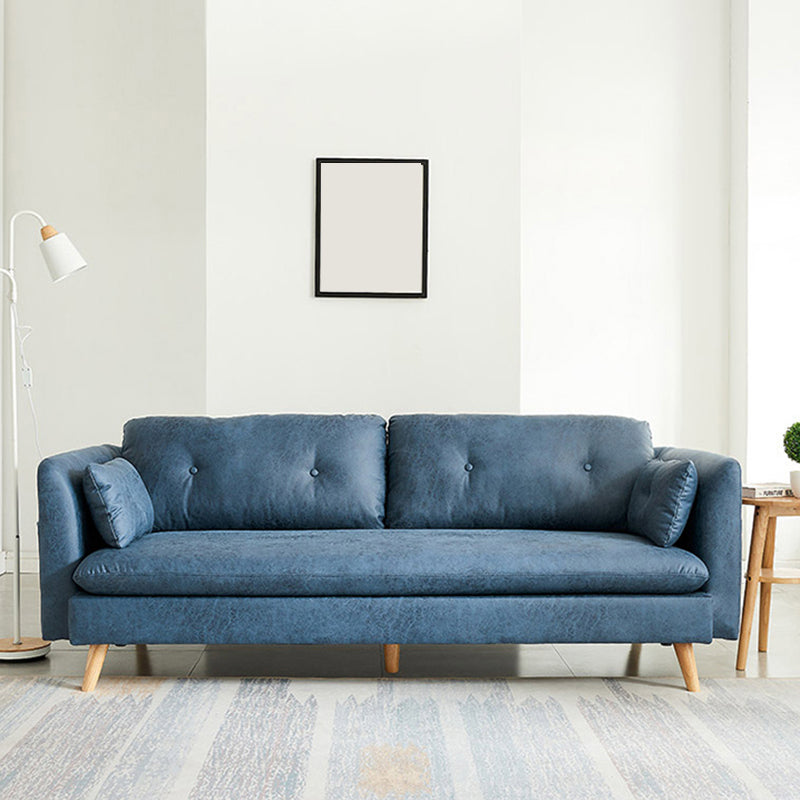 Canapé de bras carré tufté à 3 places en cuir en cuir simple canapé-coussin