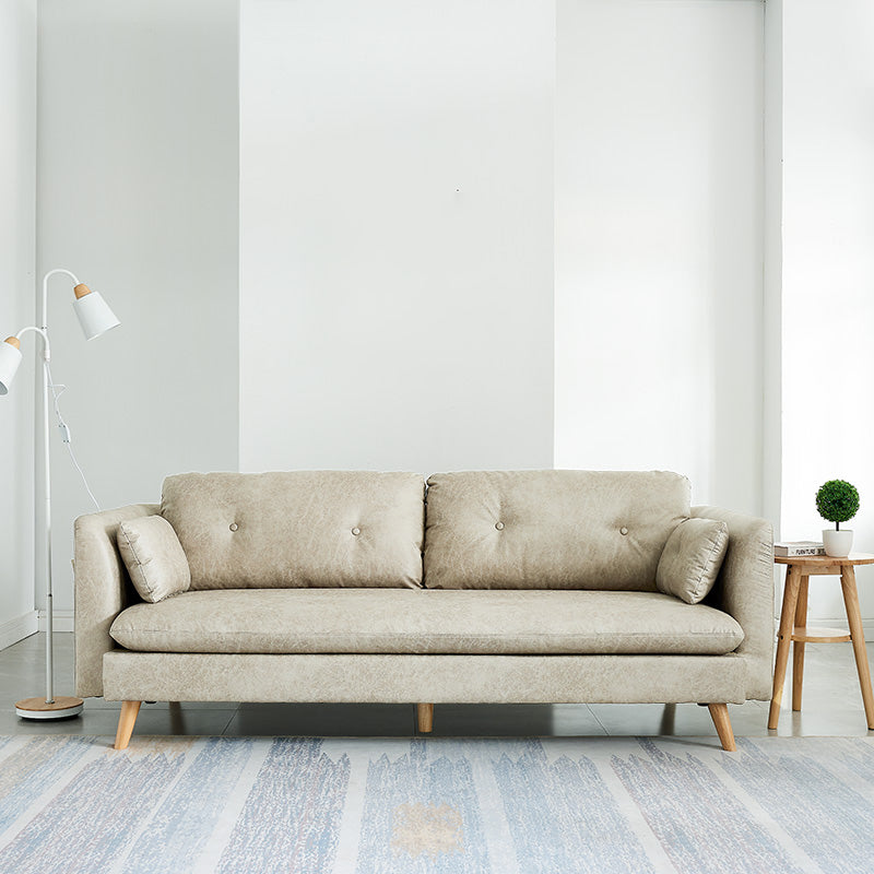 Canapé de bras carré tufté à 3 places en cuir en cuir simple canapé-coussin
