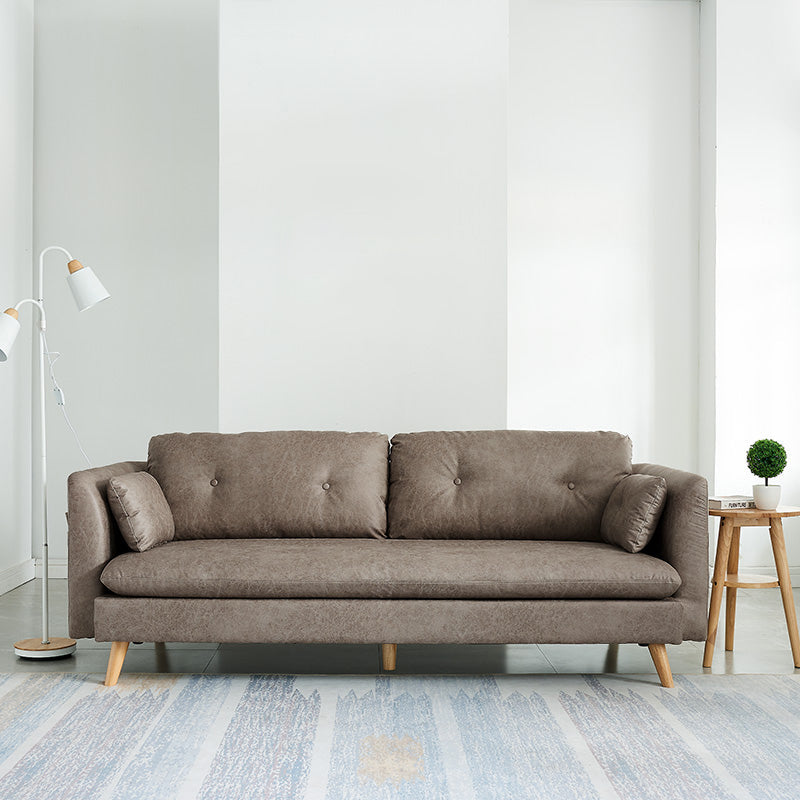 Canapé de bras carré tufté à 3 places en cuir en cuir simple canapé-coussin