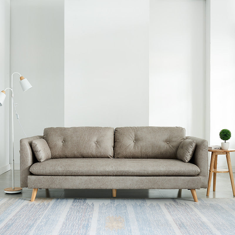 Canapé de bras carré tufté à 3 places en cuir en cuir simple canapé-coussin