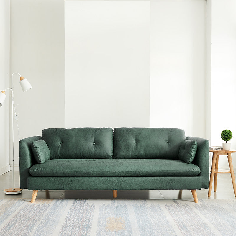 Canapé de bras carré tufté à 3 places en cuir en cuir simple canapé-coussin