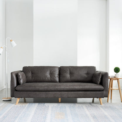 Canapé de bras carré tufté à 3 places en cuir en cuir simple canapé-coussin