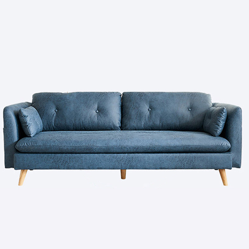 Canapé de bras carré tufté à 3 places en cuir en cuir simple canapé-coussin