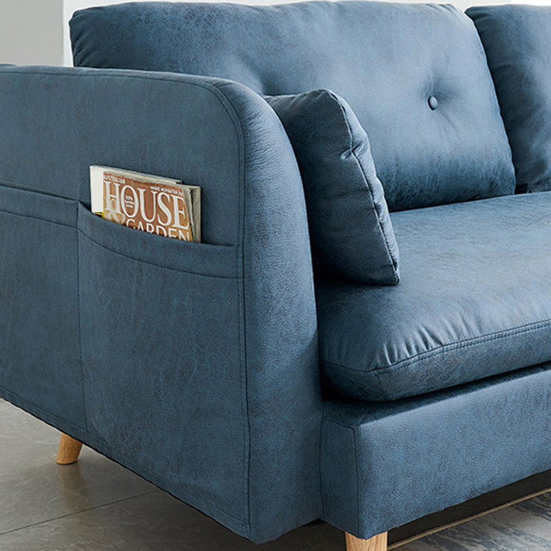 Canapé de bras carré tufté à 3 places en cuir en cuir simple canapé-coussin