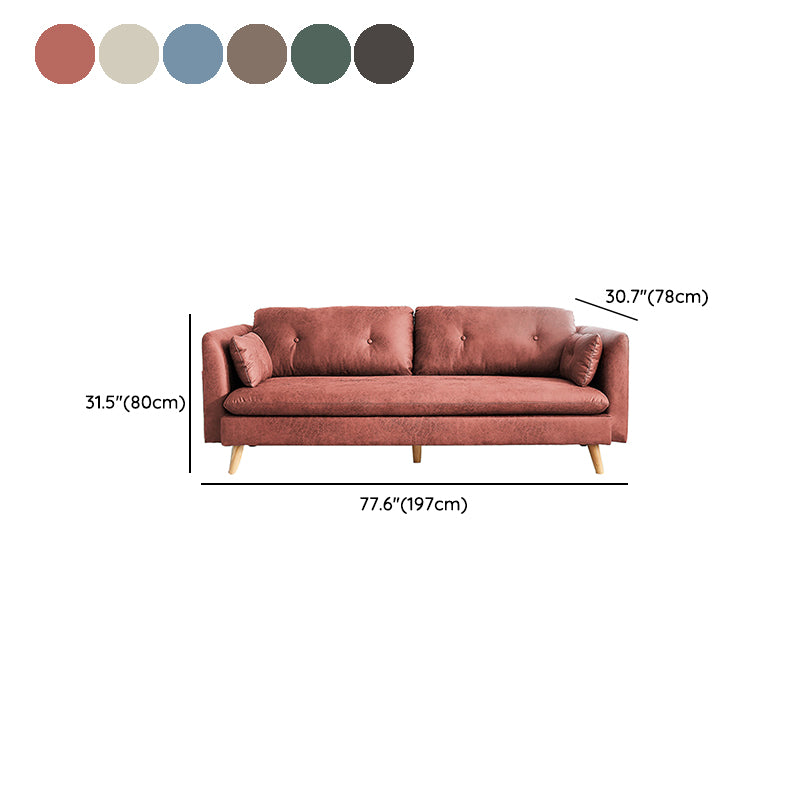 Canapé de bras carré tufté à 3 places en cuir en cuir simple canapé-coussin