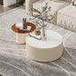 Round Slate Top Coffee Table Glam Drum Coffee Cocktail Table