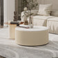 Round Slate Top Coffee Table Glam Drum Coffee Cocktail Table