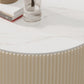 Round Slate Top Coffee Table Glam Drum Coffee Cocktail Table