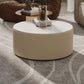 Round Slate Top Coffee Table Glam Drum Coffee Cocktail Table