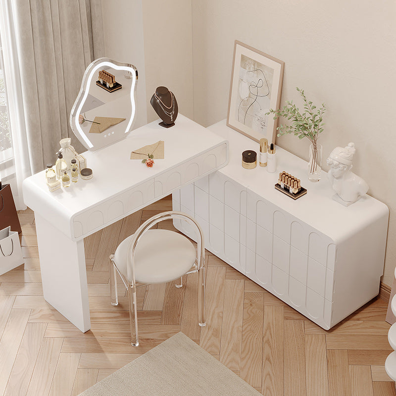 Scrivania per vanity per trucco a specchio illuminato in tavolo da toeletta per vanità in legno per camera da letto