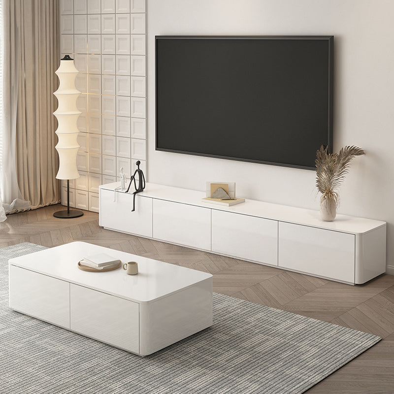 Faux Wood Media Console Contemporary White TV Stand Console with Drawers Clearhalo 'furn' 'furn_tv_stands_entertainment_centers' 'Furniture' 'Living Room Furniture' 'TV Stands & Entertainment Centers' 'TV Stands & Media Storage Furniture' 'tv_stands_entertainment_centers' 7415353