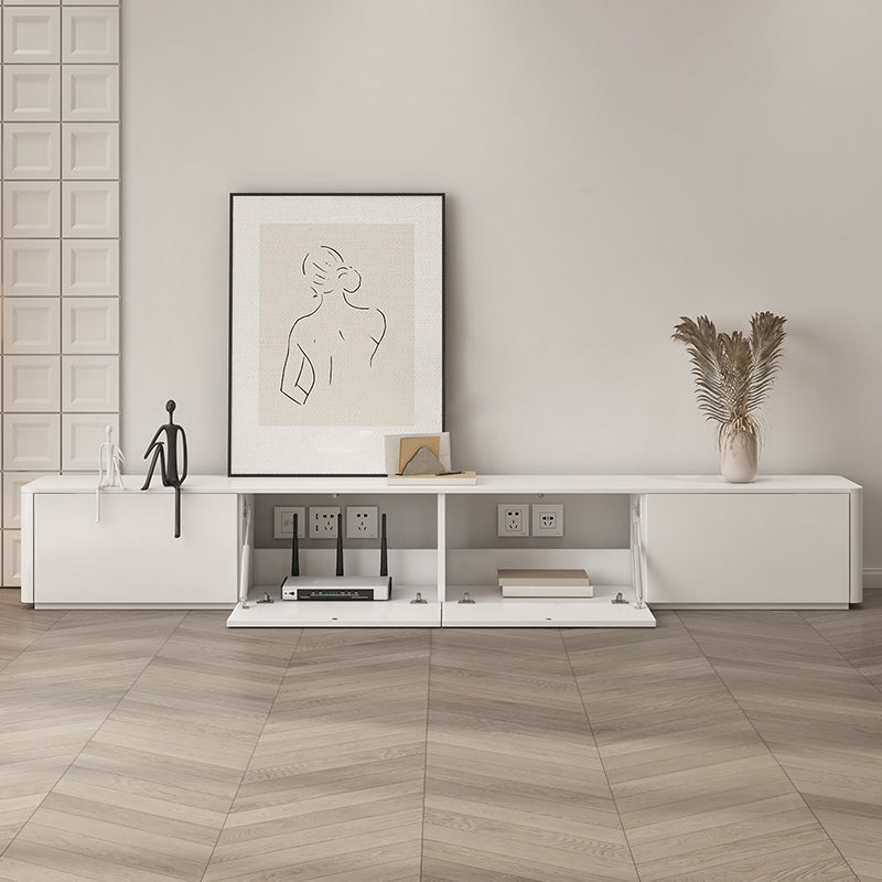 Faux Wood Media Console Contemporary White TV Stand Console with Drawers 94.5"L x 16"W x 16"H 2 Clearhalo 'furn' 'furn_tv_stands_entertainment_centers' 'Furniture' 'Living Room Furniture' 'TV Stands & Entertainment Centers' 'TV Stands & Media Storage Furniture' 'tv_stands_entertainment_centers' 7415356