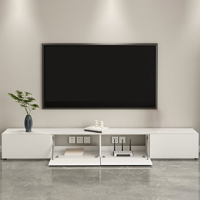 Faux Wood Media Console Contemporary White TV Stand Console with Drawers 94.5"L x 16"W x 14"H 2 Clearhalo 'furn' 'furn_tv_stands_entertainment_centers' 'Furniture' 'Living Room Furniture' 'TV Stands & Entertainment Centers' 'TV Stands & Media Storage Furniture' 'tv_stands_entertainment_centers' 7415359