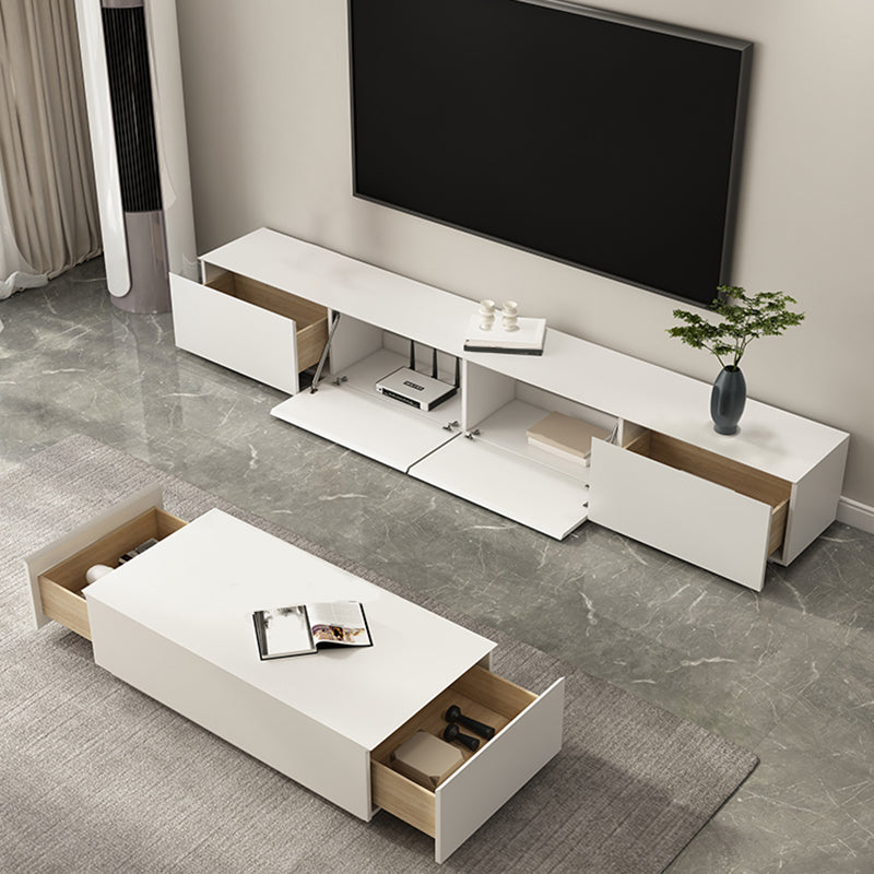 Contemporary TV Stand Console Faux Wood White Media Console with Drawers Clearhalo 'furn' 'furn_tv_stands_entertainment_centers' 'Furniture' 'Living Room Furniture' 'TV Stands & Entertainment Centers' 'TV Stands & Media Storage Furniture' 'tv_stands_entertainment_centers' 7415389