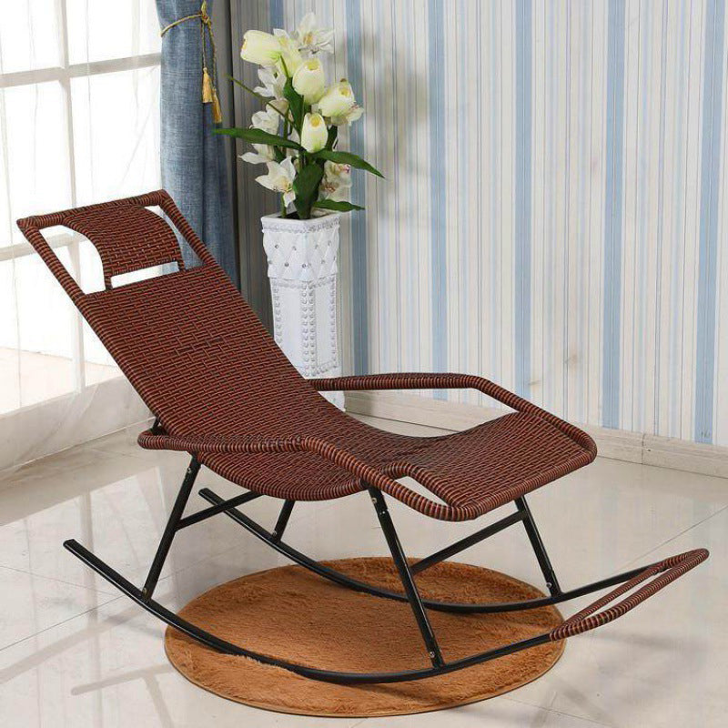 Indoor Rattan Rocking Chair Mid-Century Modern Rocking Chair Brown Clearhalo 'Chairs & Seating' 'furn' 'furn_rocking_chairs' 'Furniture' 'Living Room Furniture' 'Rocking Chairs' 'rocking_chairs' 7415439