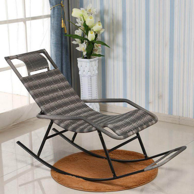 Indoor Rattan Rocking Chair Mid-Century Modern Rocking Chair Gray & White Clearhalo 'Chairs & Seating' 'furn' 'furn_rocking_chairs' 'Furniture' 'Living Room Furniture' 'Rocking Chairs' 'rocking_chairs' 7415441