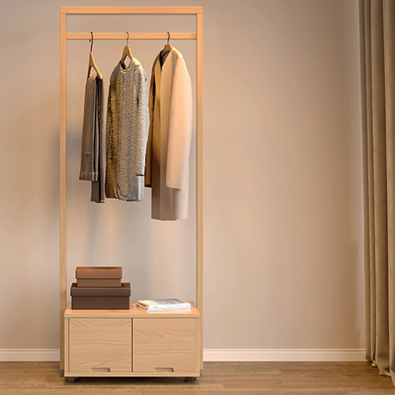 Wooden Open Wardrobe Modern Minimalist Bedroom Wardrobe Armoire with Drawers