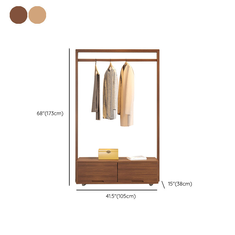 Wooden Open Wardrobe Modern Minimalist Bedroom Wardrobe Armoire with Drawers