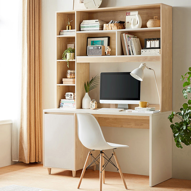 Gestion du câble contemporain bureau de bureau à domicile avec étagères de rangement